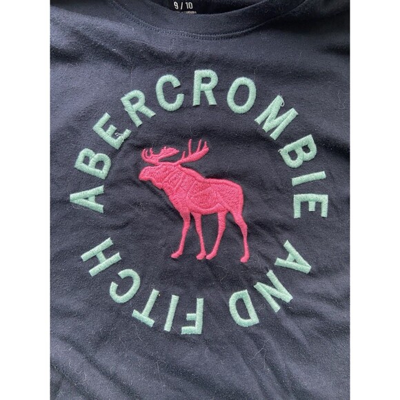 Abercrombie Kids Moose Logo Baby T-Shirt Size 9/10 Blue Fits Womens XS Y2K 90s - Picture 2 of 8
